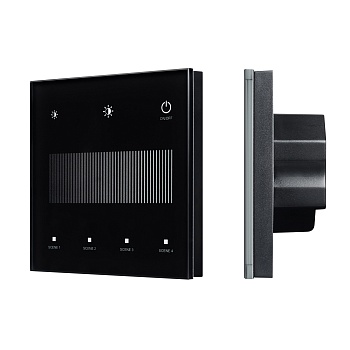 INTELLIGENT ARLIGHT Сенсорная панель SMART-DALI-301-11-1G-4SC-DIM-IN Black (BUS/24V, Touch, 2.4G) (IARL, IP20 Пластик, 5 лет)